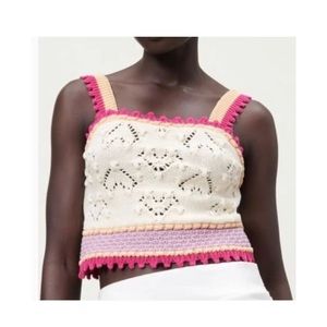 NWT Zara Crochet Knit Heart Top